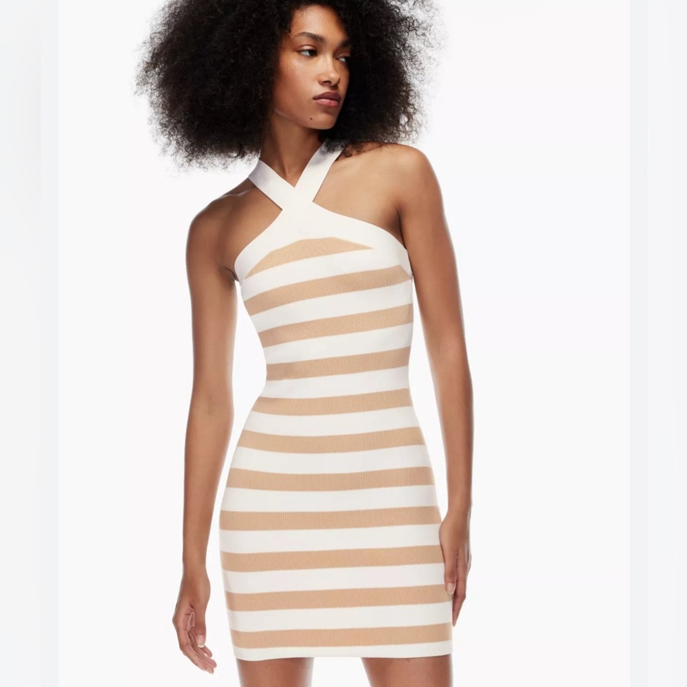 Babaton small cross cross sculpt knit mini dress